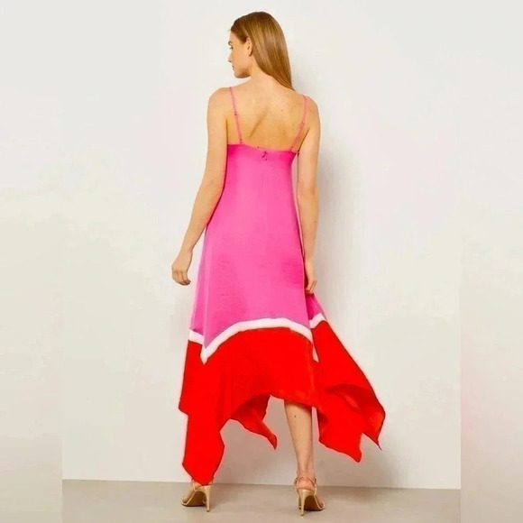 BCBGMAXAZRIA Womens Color Block Mixi Bright Bohemian Dress Spaghetti Straps NWOT - Picture 2 of 14